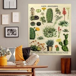 Wandtapijten Cactus Botanische Tapijt Muur Opknoping Retro Cactussen Vetplanten Paddestoel Grafiek Hippie Boheemse Psychedelische Hekserij Home Decor