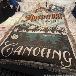 Tapisseries camping esthétique picnique RV ornement couverture couverture couverture canapé-lit décoratif vintage