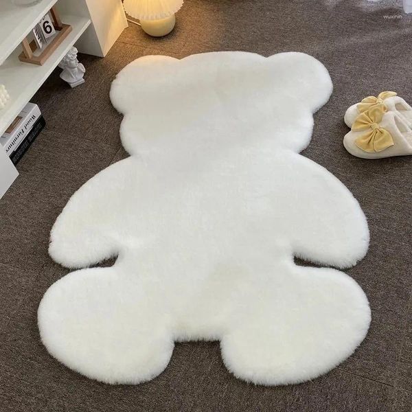 Tapisseries tapis Animal de dessin animé ours mignon, Imitation cheveux, canapé, chambre à coucher, décoration de chambre d'enfant, tapis de sol en peluche