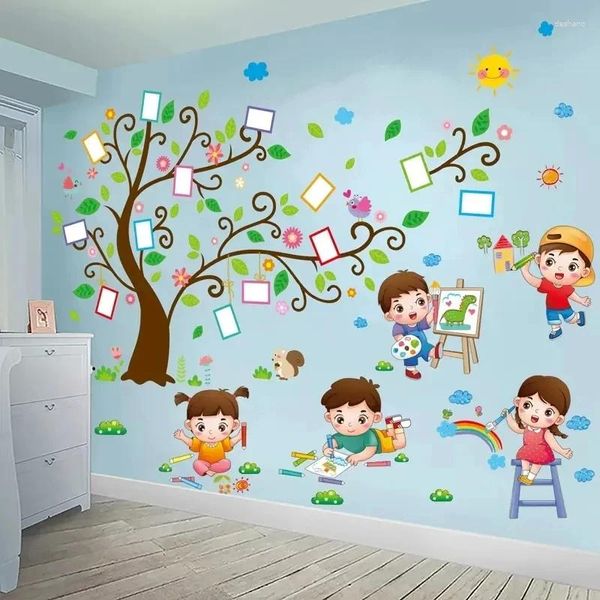 Tapisseries dessin animé enfants dessin les autocollants muraux bricolage arbre créatif décalcomanies pour les enfants pour enfants chambre à coucher de chambre à coucher décoration