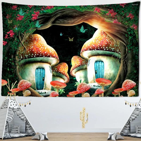 Tapisseries dessin animé maison maison tapisserie mur suspendu princesse elephant décoration intérieure en polyester couverture de table de table nocturne