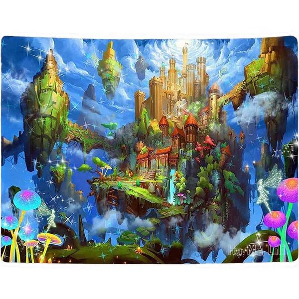 Tapisseries Château Tapisserie Pour Chambre Adolescent Fille Fairyland Sky Island Tenture Murale Fantaisie Arbre Maison Couvrant Salon