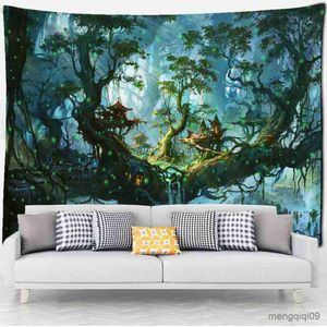 Tapisseries Château Arbre Tapisserie Conte De Fées Paysage Tenture Murale Esthétique Chambre Salon Décor R230710