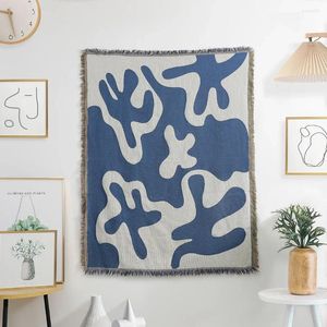 Tapisseries décontractées couvertures abstraites décoration couverture bleue tapis canapé loisirs tapisserie unique jeter