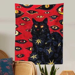 Tapisseries Chat Coven Tapisserie imprimée sorcellerie hippie tenture murale tissu bohème art couverture rideaux à la maison chambre decorvaiduryd