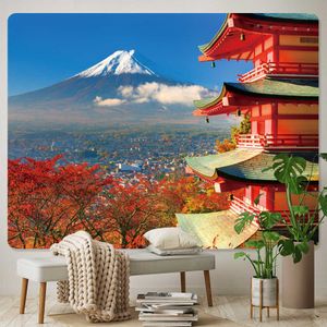 Wandtapijten Kersenbloesem Mount Fuji Japanse stijl Home Decor Tapijt Mandala Boheemse Decoratie Scène Muurbevestiging Yoga Mat