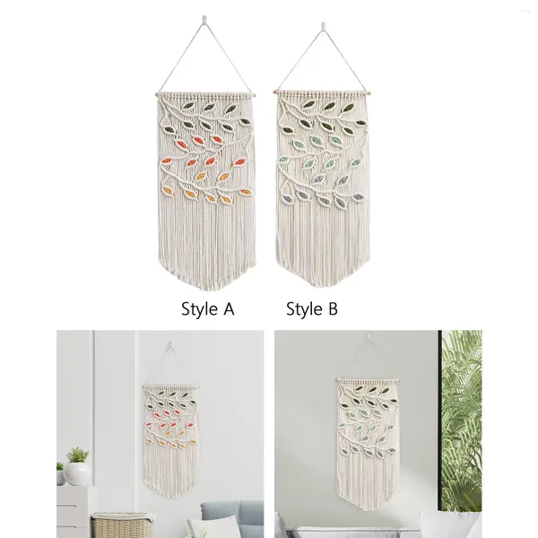 Tapices Chic Macrame Wall Hanging Bohemian Tassel Room Divider Arte trenzado para el fondo Decoración del hogar Cortina de dormitorio