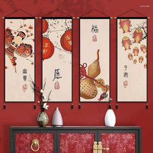 Tapestries Chinese volksstoffen Kunstjaar Picture House Celebration Decoratie Tapestry Band achtergrond Wall Painting Gift