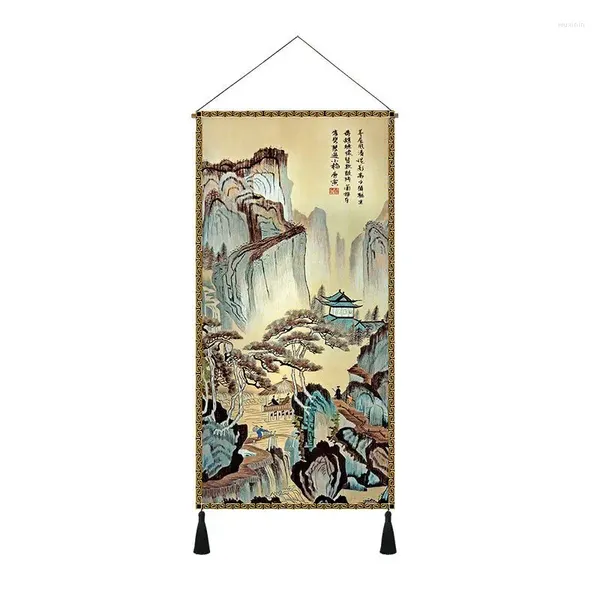 Tapices de estilo chino para colgar en el hogar, tapiz de tela para colgar, decoración para sala de estar/dormitorio, pintura artística LF344