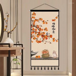Tapisseries Style chinois kaki Ruyi suspendus peinture tissu décoration tapisserie salon chambre mur fond tissu