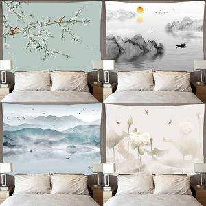 Tapisseries de style chinois tapisserie mural fond de tissu paysage soleil suspendu mur de mur de maison Tap943 221122