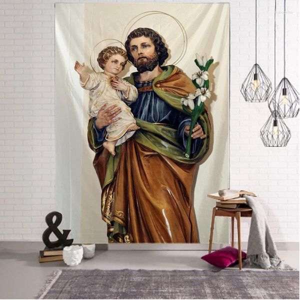 Tapisseries Christian Church Mural Home Decoration Tapestry Angel Scene Bohemian décoratif mandala fond décoral