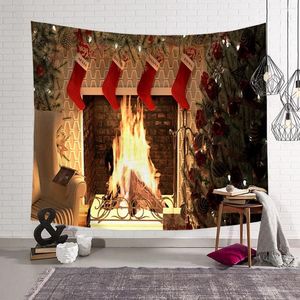 Tapisseries décor de Noël tapisserie de Noël arbre cheminée arrière décoration murmure de pendaison cadeau de fête pour le salon à la maison