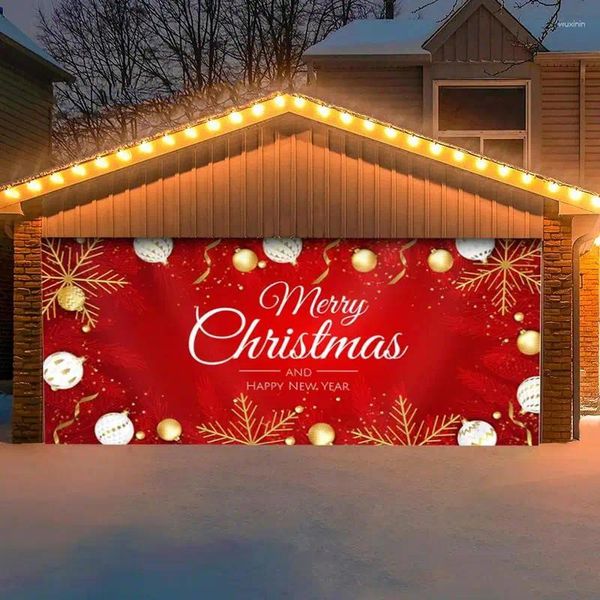 Tapisseries Christmas Garage Porte Murale Décoration grande couverture Bannière de Noël TEART TROP Bonne année en plein air