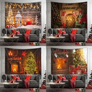 Tapisseries Christmas Series Tapestry Tree Santa Claus pour la maison Décoration de chambre à coucher