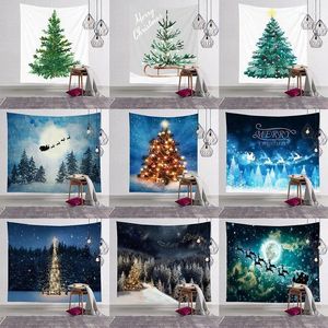 Tapisseries Christmas Snow Coltor Tree Santa Claus et Elk Tapestry adapté à la maison de chambre à coucher décoration de chambre à coucher