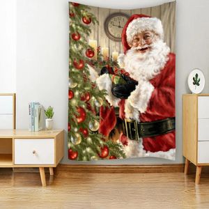 Tapisseries de Noël tapisserie dessin animé santa claus cadeaux fond de chambre décoration mur