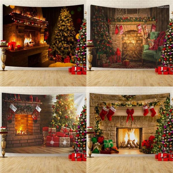 Tapisseries de Noël, décoration murale de cheminée, tissu de fond adapté à la maison, salon, chambre à coucher
