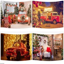 Tapisseries Christmas Tapestry Home Decoration Snow Car Wall Hanging Tissing Année Cadeaux Carpets Dorm