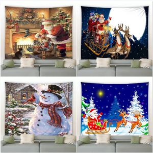 Tapices Tapiz navideño Muñeco de nieve Papá Noel Chimenea Regalos Noche de invierno Manta para colgar en la pared Decoración navideña para dormitorio Sala de estar 231201