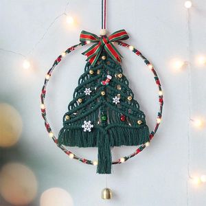 Tapisseries arbre de Noël arbre à main tissé tapisserie coton corde pendentif cadeau cloche flocon de neige