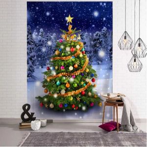 Tapisseries arbre de noël décoration de la maison tapisserie neige tenture murale père noël nouvel an cadeau élan fond tissu roomvaiduryd