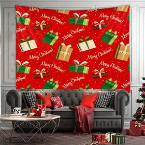 Tapisseries imprimées d'arbre de noël, décoration murale suspendue en tissu de fond pour père noël, décoration de chambre à coucher