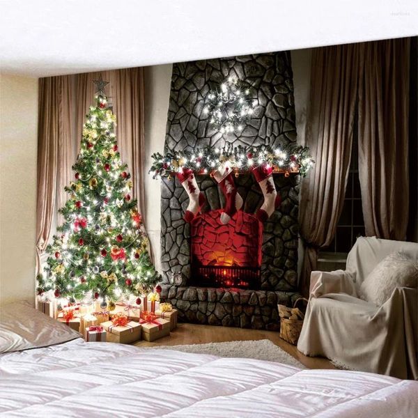 Tapisseries Christmas Window Home Decoration Decoration Tapestry Bohemian Scene Mur Boucs suspendus