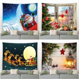 Tapisseries Décoration de planche de bois de Noël Tapisserie Chambre Salon Tenture murale Père Noël Bonhomme de neige Tapis de Noël pour l'année de Noël 231207