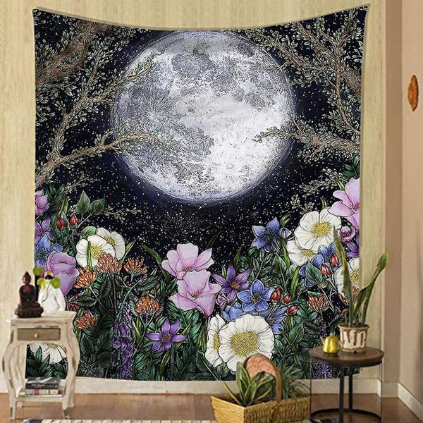 Tapices, tapiz de flores de plantas, colgante de pared, estampado de mariposas y setas, decoración del hogar, Fondo de tela, imagen, manta, tapices