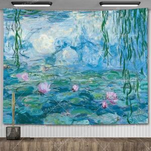 Tapisseries Claude Monet nénuphar peinture à l'huile tapisserie tenture murale esthétique pièce décor œuvre paysage chambre décoration 231023