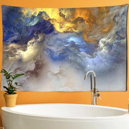 Tapisseries de couleur feu d'artifice, tapisserie nuageuse bohémien, lavage d'encre, couverture murale suspendue, décor de dortoir, peut être personnalisé