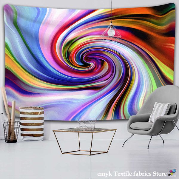 Tapisseries Couleur Tourbillon Motif Imprimé Tapisserie Tenture Murale Nordique Maison Tissu Suspendu Peinture Couverture Serviette De Plage Inde Tapisserie