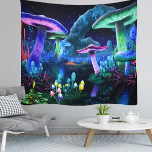 Tapestries Kleurrijke Mushroom Tapestry Mandala Galactic Space Wall Mount Boheemse hekserij Deken Woondecoratie