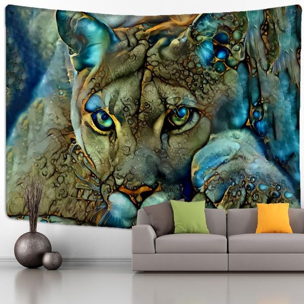 Tapisseries colorées tigre peinture à l'huile tapisserie tenture murale Animal sorcellerie bonne chance fond tissu décor à la maisonTapisseries TapestriesTap