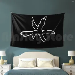 Tapestries Columbine Aangepast Tapestry Rap Iencli Music Logo Gun gewapend vredes Black White