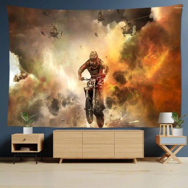 Tapices Cool Motorcycle Speed Drift Dust Race Racing Sports Tapestry Wall Art Room Decoración Estética de dormitorio