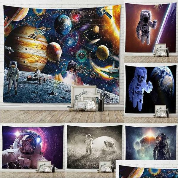 Tapisseries Cool Space Interplanétaire Sci-Fi Astronaut Crossing Mur Fond Tapisserie Décoration Tissu R230710 Drop Livraison G Dhgzd