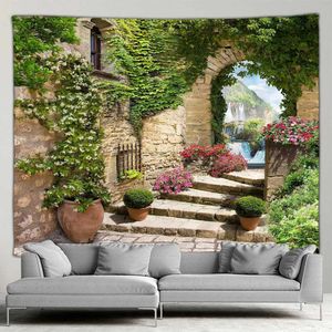 Tapisseries country jardin tapisserie mur naturel fleurs paysage 3d imprimer en polyester tapisserie salon chambre à coucher