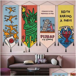 Wandtapijten Creatief Iti Tapestry Keiths Harings Doek Muurhangend Schilderen Tapijten Deken Hippie Achtergrond Kamerdecoratie 230104 Dr Dhghp