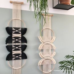 Tapeçarias criativas de madeira redonda de algodão decoração de parede macramê para pendurar na parede tapeçaria tecida à mão estilo mandala simples para decoração de quarto 230615