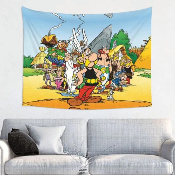 Tapissees personnalisé Hippie Fashion Anime Asterix et Obelix Tapestry mur suspendu Cartoon Getafix chambre