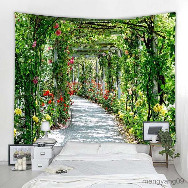 Tapisses personnalisables art déco couverture maison chambre salon décoratif floral tapisse arc fleur porte traîne de sentier suspendu tapisserie r230810