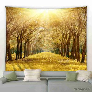 Tapisches personnalisables Automne Forest Stream Landscape Tapestry Mandala Mur suspendu mur Hippie Tapestry Mur Decor Tapestry Wall tapis R230811