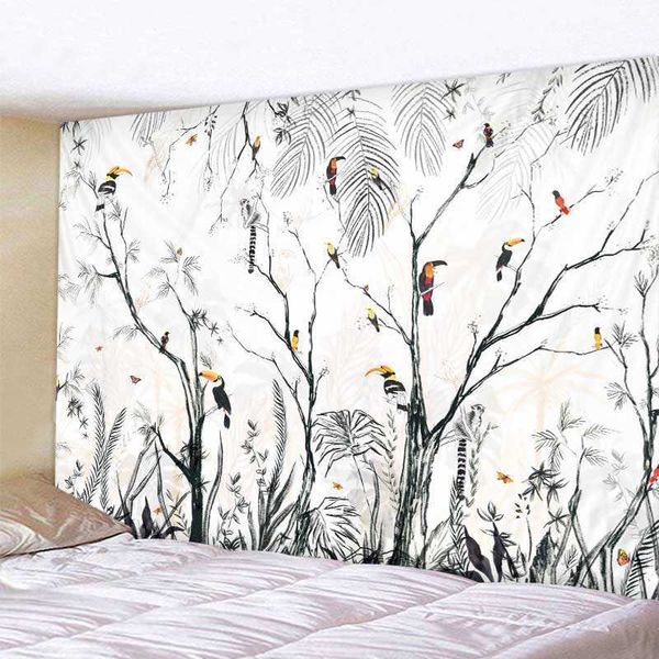 Tapices personalizables bosque pintado a mano tapiz pared colgante mandala fondo tela arte hogar hippie colchón sofá manta