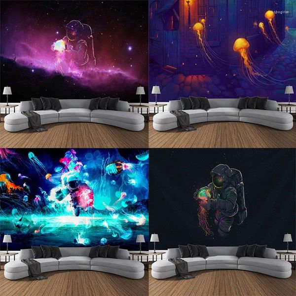 Tapisseries personnalisables Jellyfish Tapestry Mushroom Home Mur suspendu Space Kawaii Space Kawaii