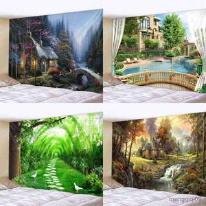 Arazzi Personalizzabile Arazzo Decorazione artistica Coperta Tenda Casa Camera da letto Soggiorno Foresta dei sogni Scenario Finestra Appeso a parete R230713