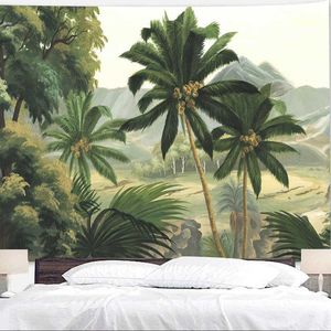 Tapisseries personnalisables plante tropicale imprimée tapisserie tenture murale arbre maison chambre tissu peinture fond mur tapis