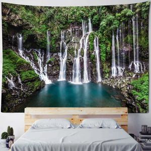 Tapisseries Personnalisable Cascade Impression Tapisserie Paysage Naturel Tenture Murale Forêt Tapisserie Tenture Murale Tissu Chambre Décoration Murale