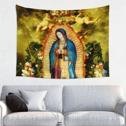 Tapisseries personnalisées Hippie Notre-Dame de Guadalupe Mexicaine Vierge Marie Tapisserie Tenture murale Décor à la maison Décoration de dortoir catholique